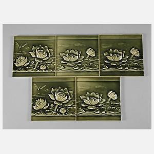 Fünf Jugendstilfliesen