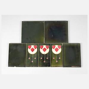 Sieben Jugendstilfliesen