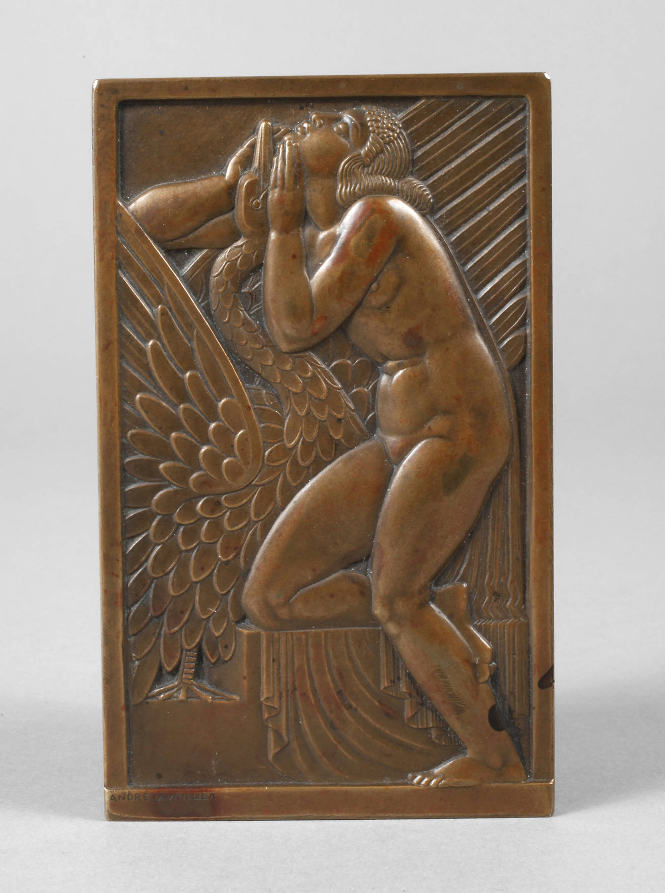 Kleine Bronze Plakette Andre Lavrillier