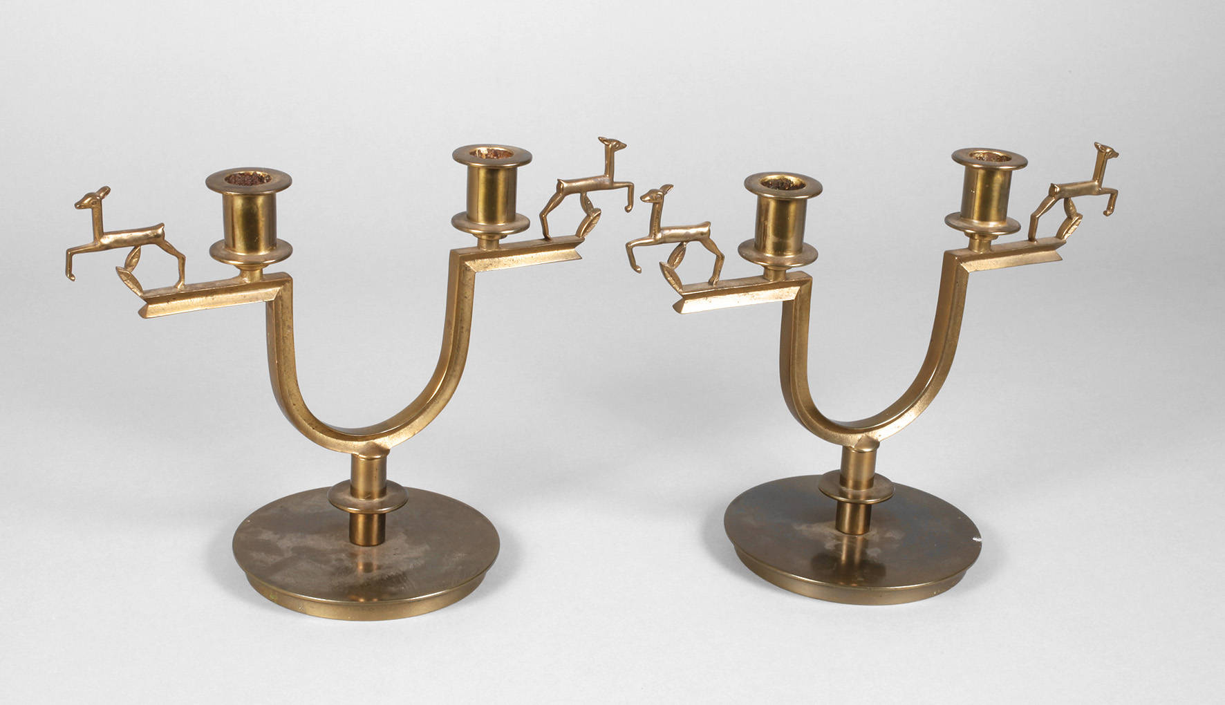 Paar Messingleuchter Art Déco