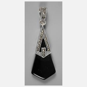 Art déco-Anhänger mit Markasit und Onyx