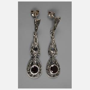 Paar Ohrhänger mit Granaten und Markasiten