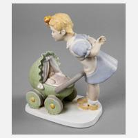 Keramos Wien Mädchen mit Puppenwagen111