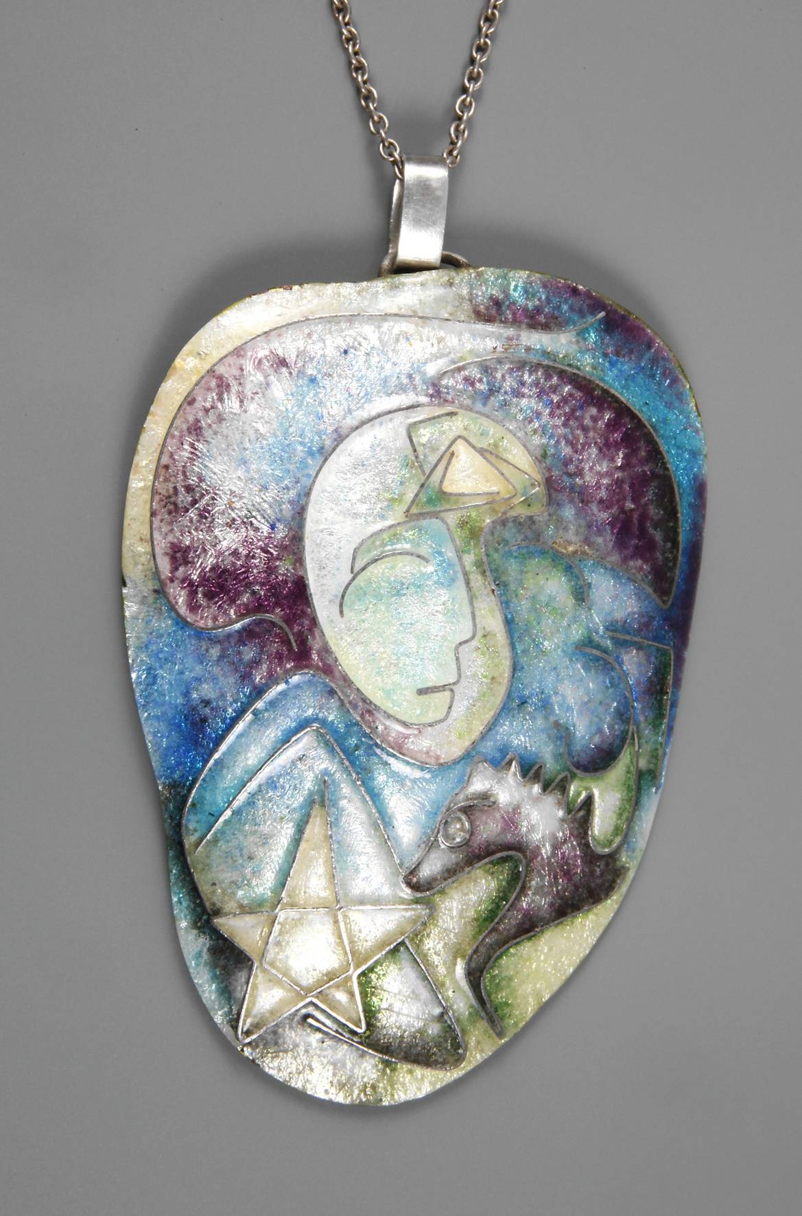 Emailanhänger an Silberkette