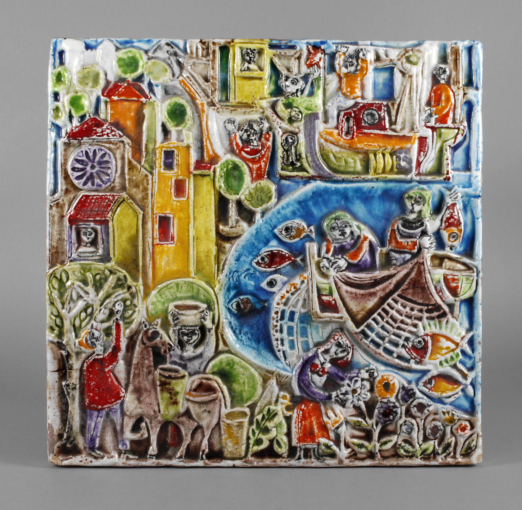 Große Wandplatte Giovanni De Simone attr.