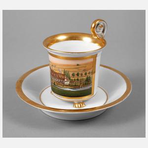 Biedermeier-Ansichtentasse ”Die Farbemühle bei Karlshafen”