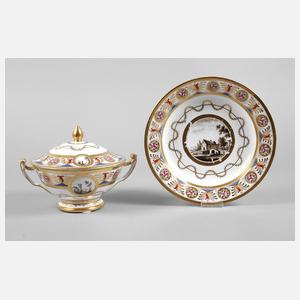 Deckelterrine und Teller Biedermeier