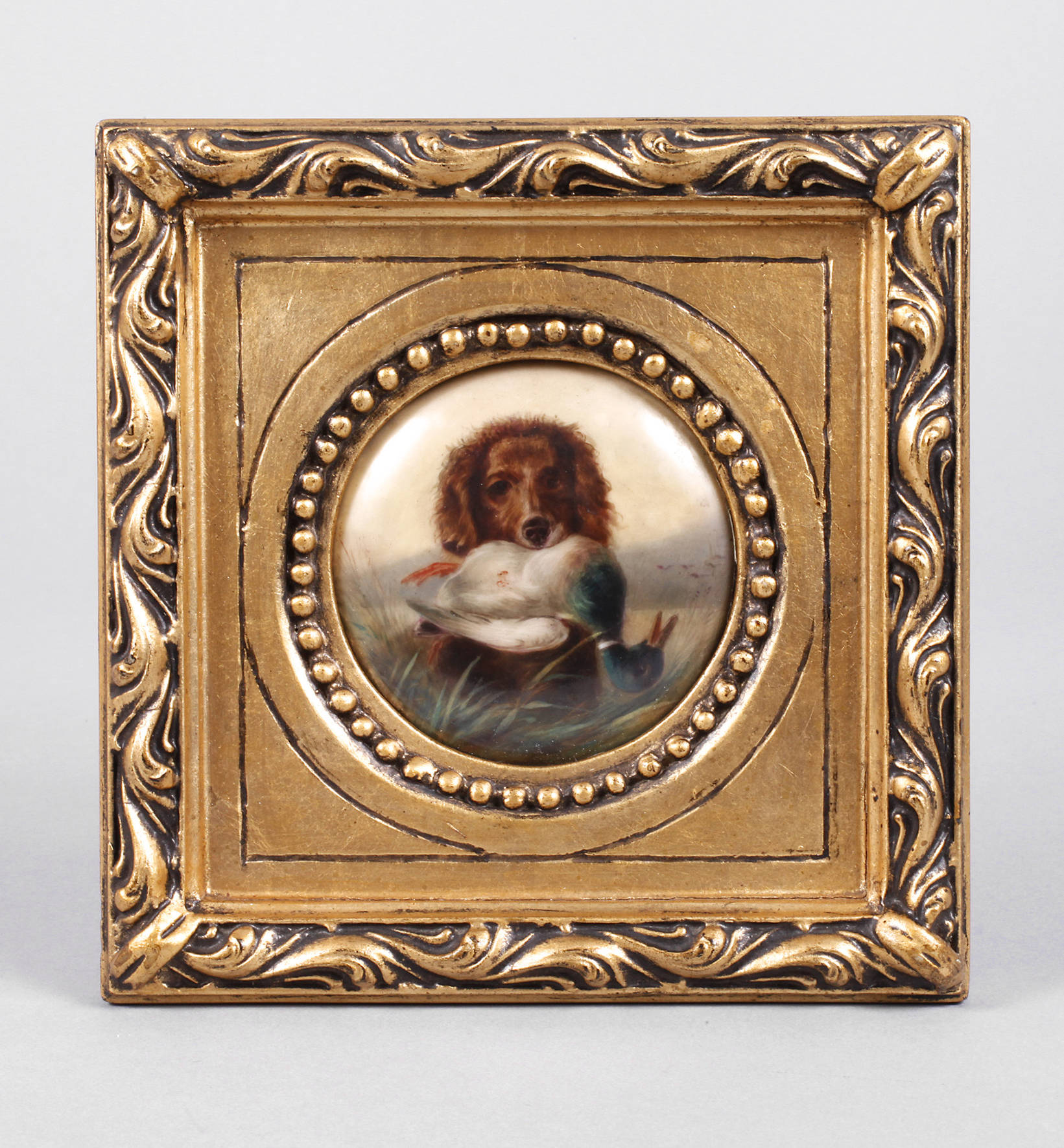 Kleine jagdliche Porzellanbildplatte