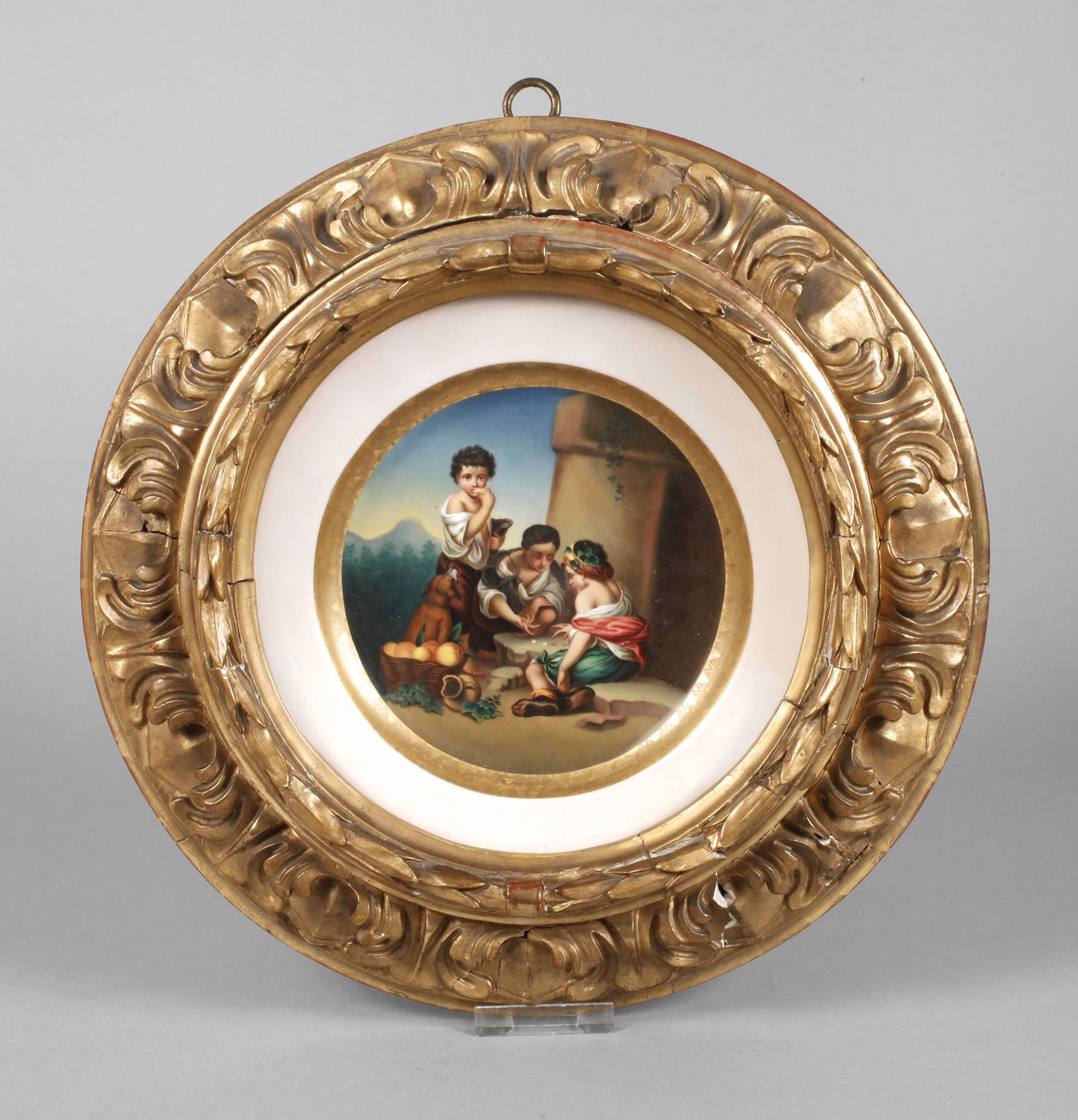 Wandbildplatte ”Bettelbuben beim Würfelspiel”