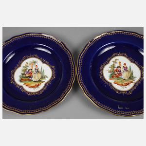 Meissen sechs Teller mit Watteauszenen