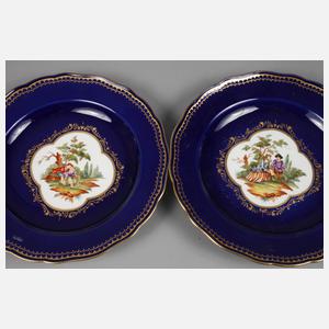 Meissen sechs Teller mit Watteauszenen