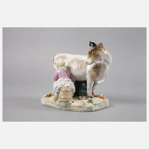 Potschappel Dresden Bäuerin mit Milchkuh