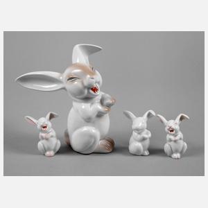 Rosenthal vier lachende Hasen