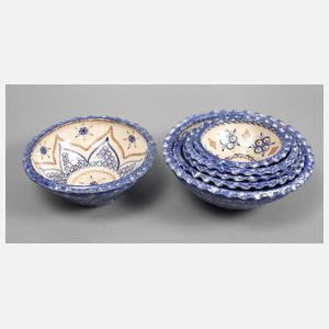 Sechs Schalen Schwämmeldekor