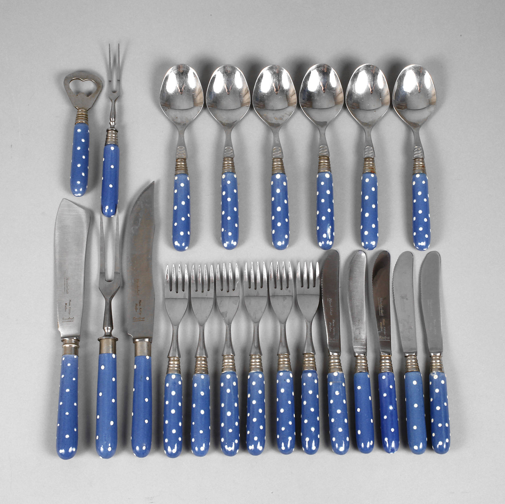 Bunzlau oder Bürgel Besteck Pünktchendekor