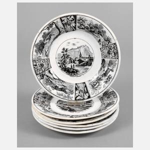 Sechs Ansichtenteller