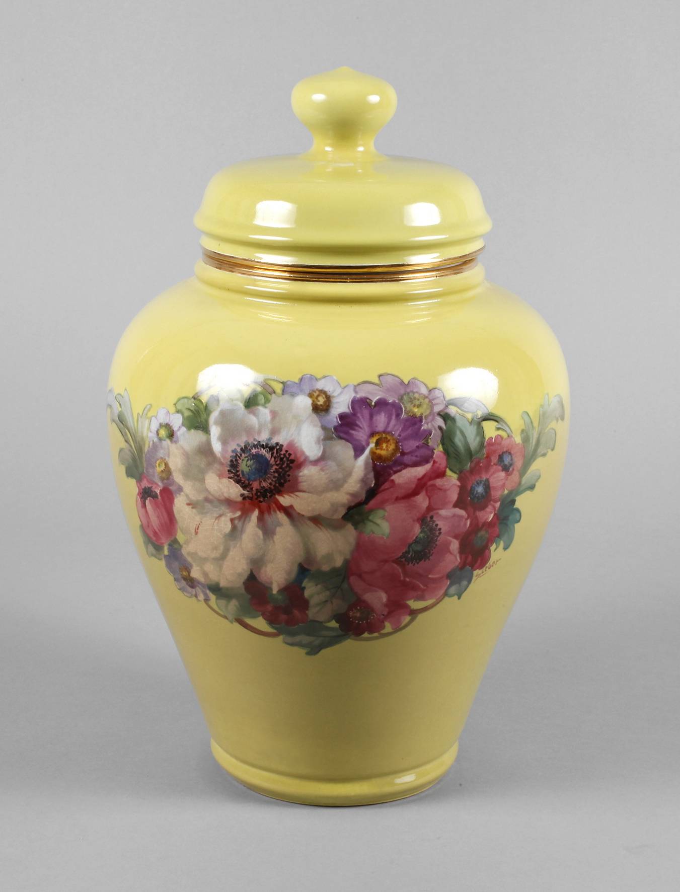 Bonn Deckelvase Blumendekor