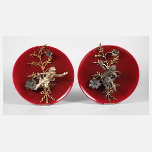 Paar Wandteller mit Putten