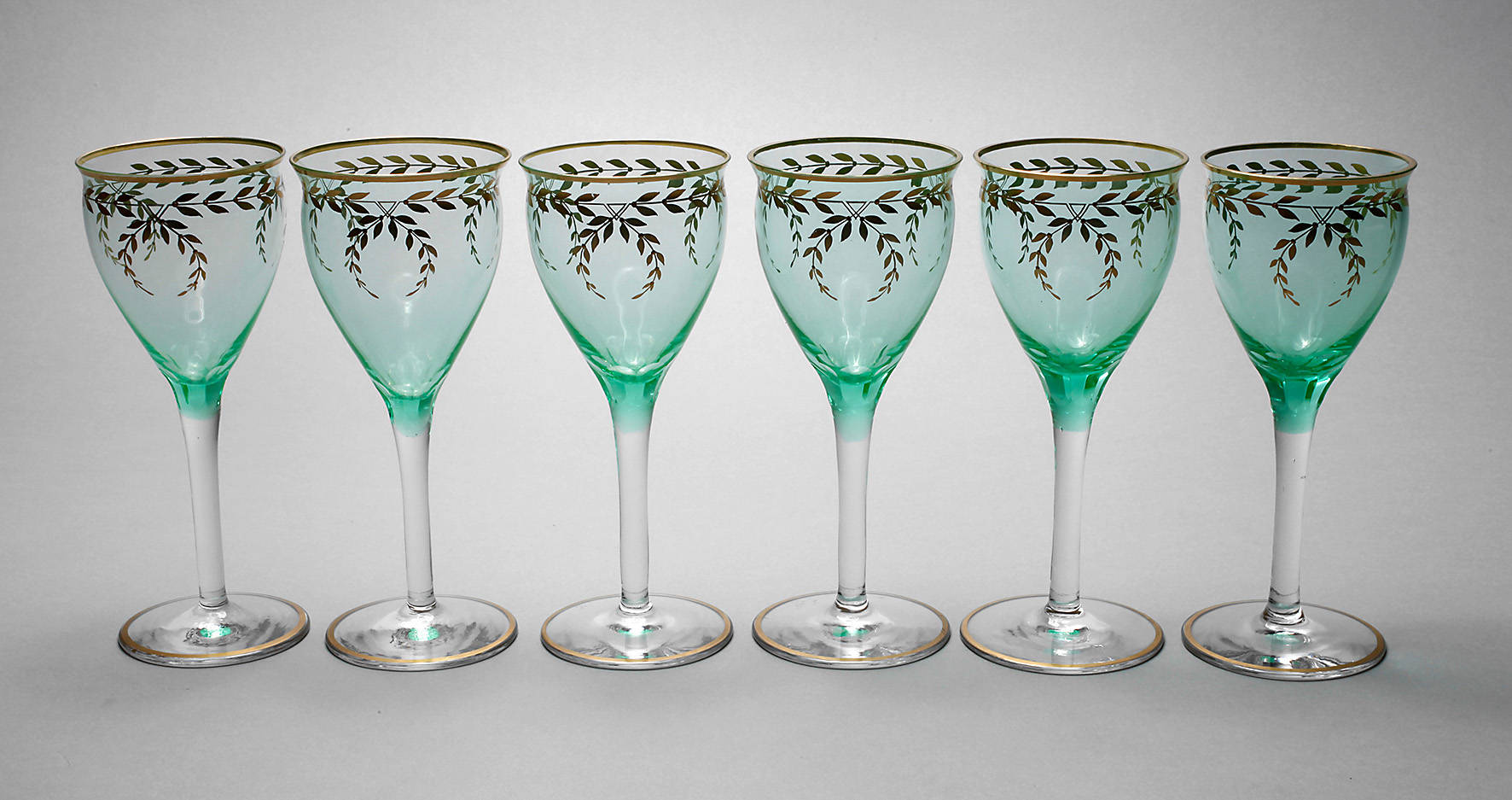 Sechs Weingläser Jugendstil