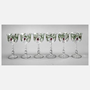 Sechs Weinrömer Jugendstil