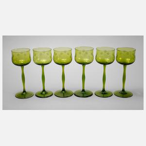 Sechs Weinrömer Jugendstil