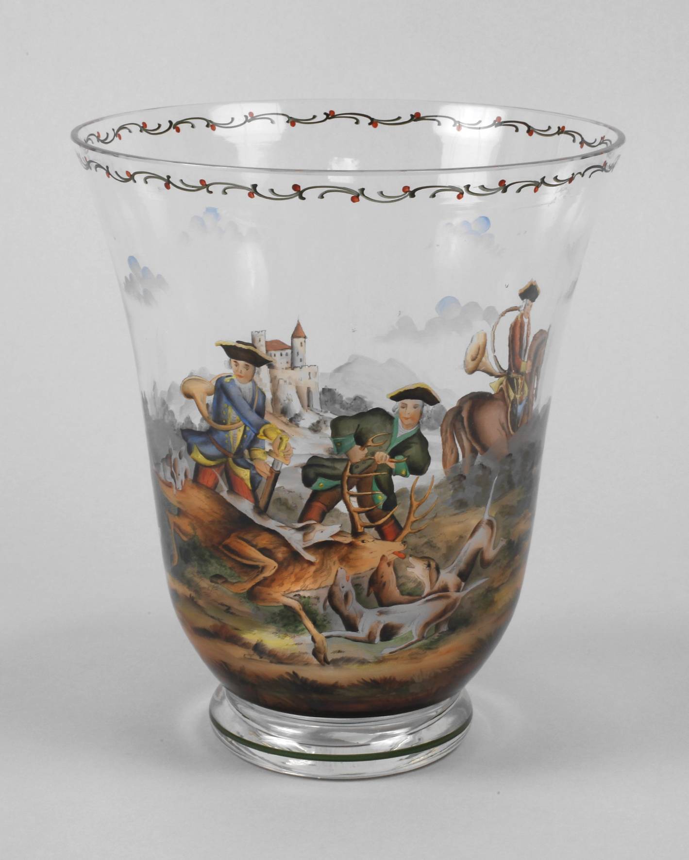 Große Bechervase mit Jagdmotiv