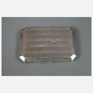 Silberdose mit emailliertem Blütenkorb