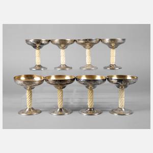 Acht Dessertschalen Silber