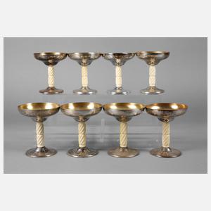 Acht Dessertschalen Silber