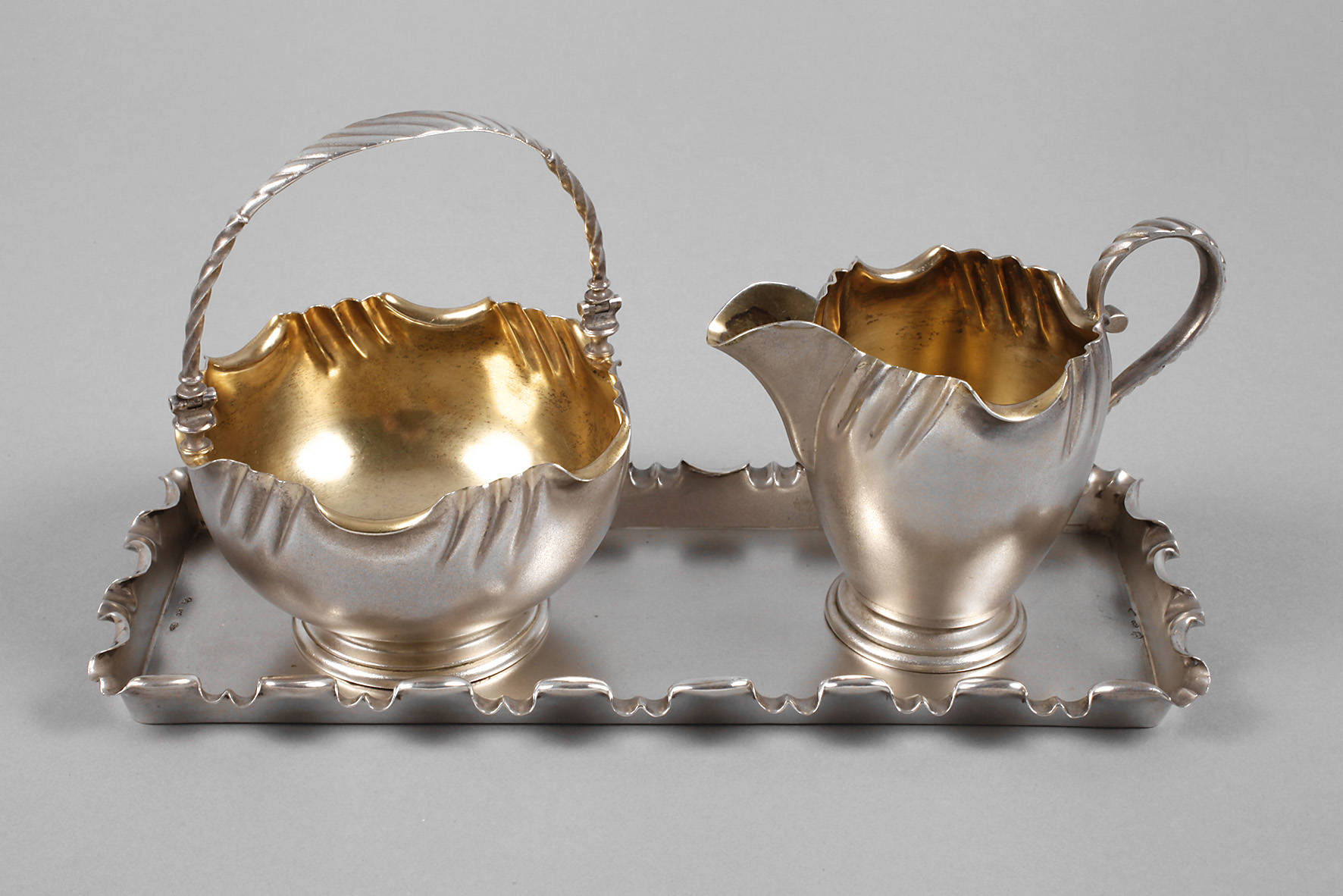 Silber Zucker-/Sahneset