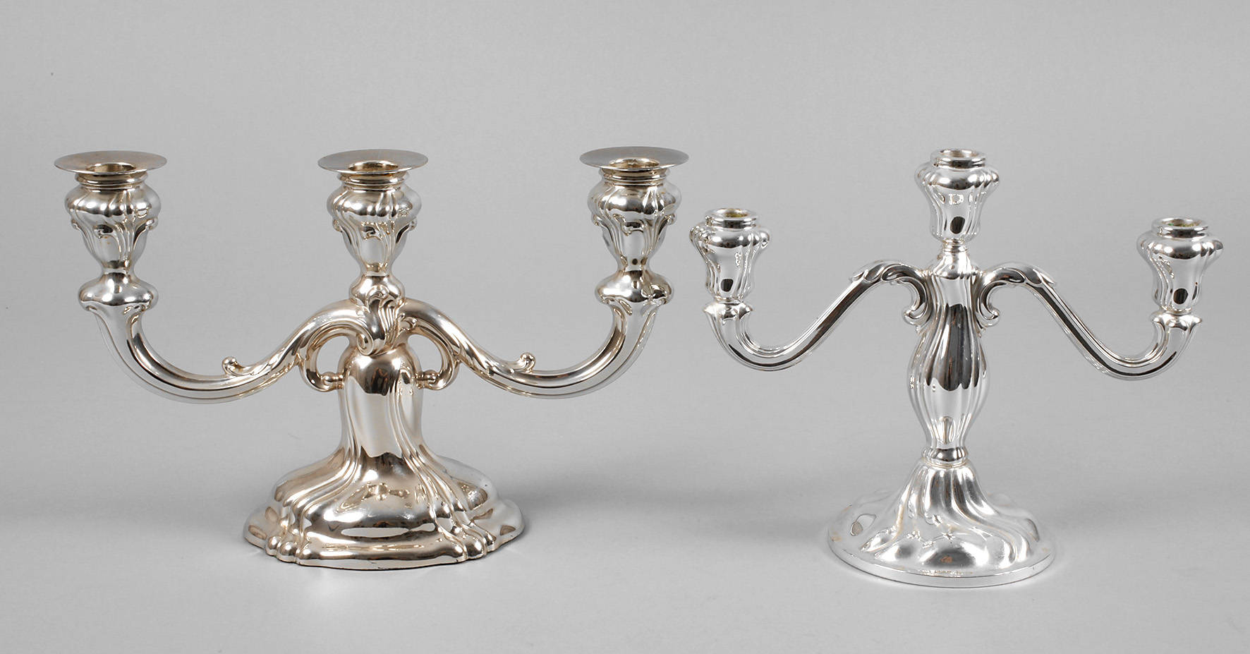 Zwei Silberleuchter Barockform