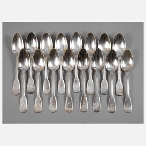 Sechzehn Menülöffel Augsburger Faden