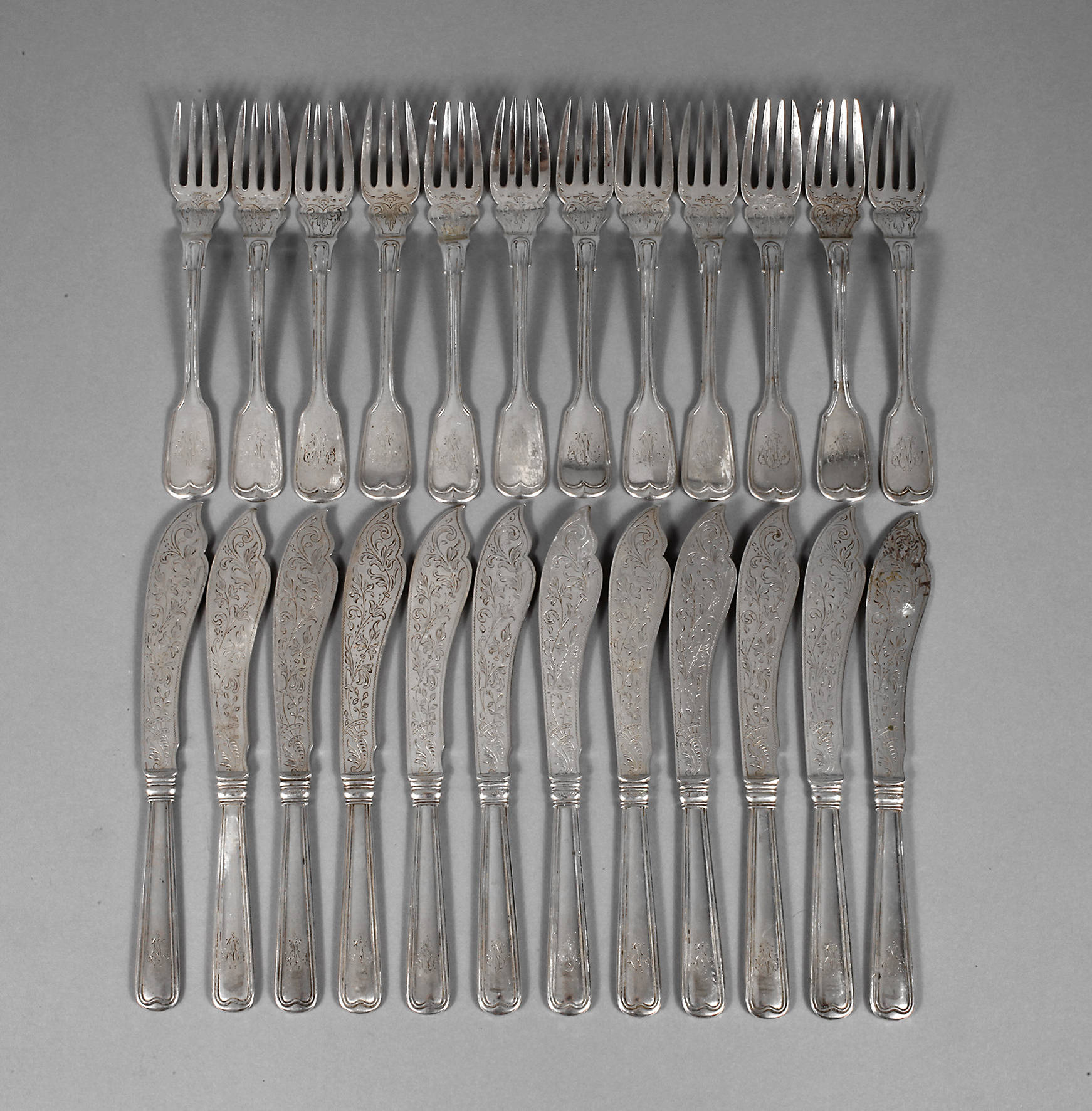 Silber Fischbesteck Historismus