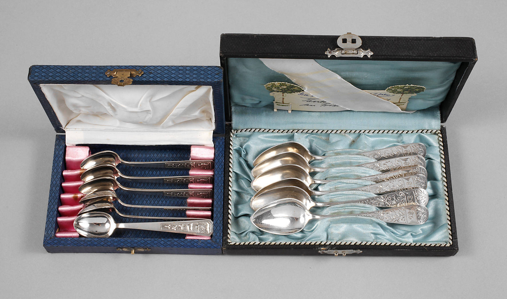 Zwei Sets Kaffeelöffel Silber