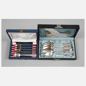 Zwei Sets Kaffeelöffel Silber