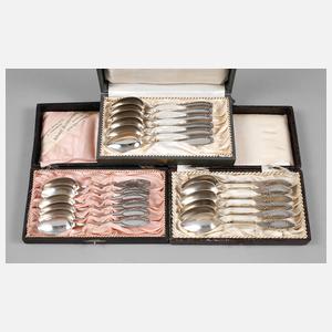 Drei Sets Kaffeelöffel Jugendstil