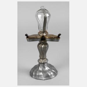 Seltene dreiflammige Zinntischlampe