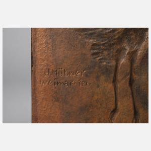 Bronzerelief mit Storchenmotiv