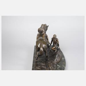 Bronze Figurengruppe mit Pferd