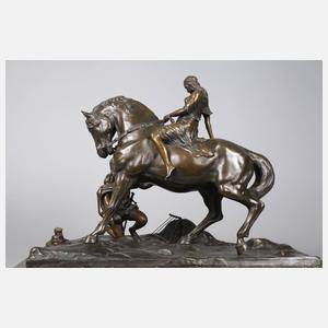 Bronze Figurengruppe mit Pferd
