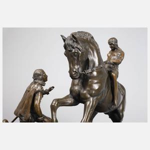 Bronze Figurengruppe mit Pferd