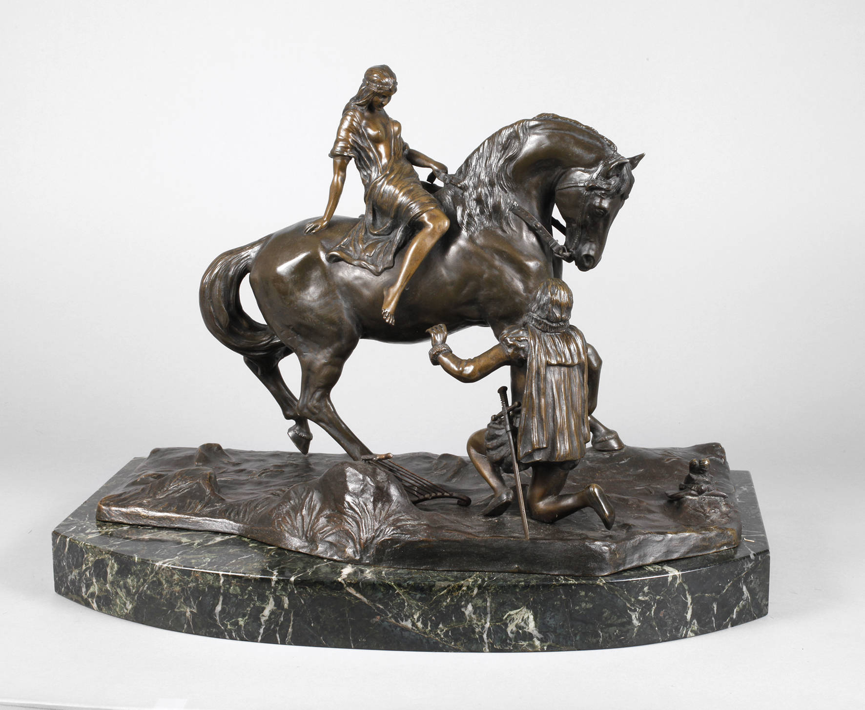 Bronze Figurengruppe mit Pferd