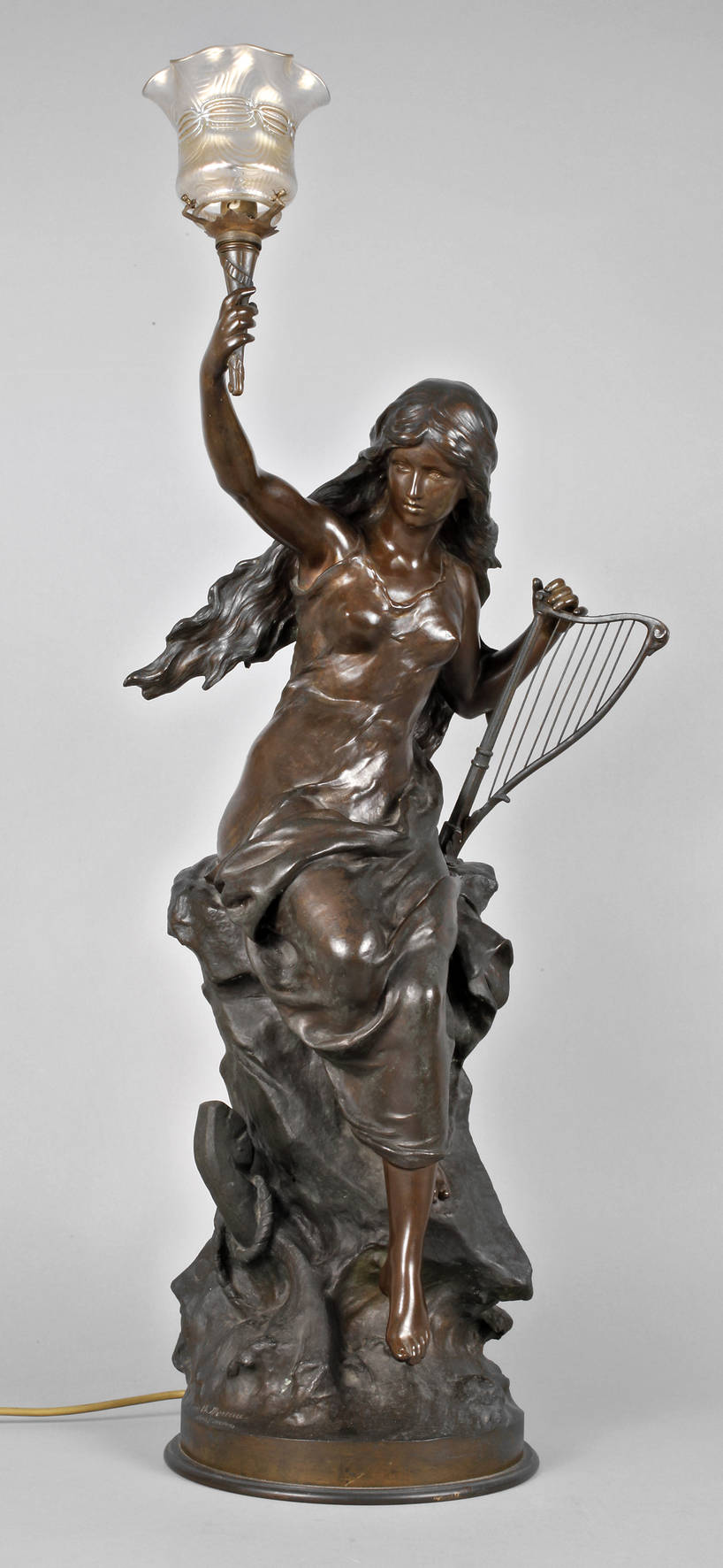 Mathurin Moreau, Salonlampe Sirene auf Felsen