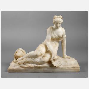 Alabasterfigur sitzende Griechin