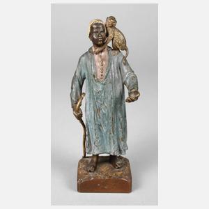 Franz Xaver Bergmann, Wiener Bronze Bettler mit Affe