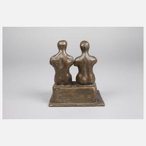 Bronze sitzendes Paar