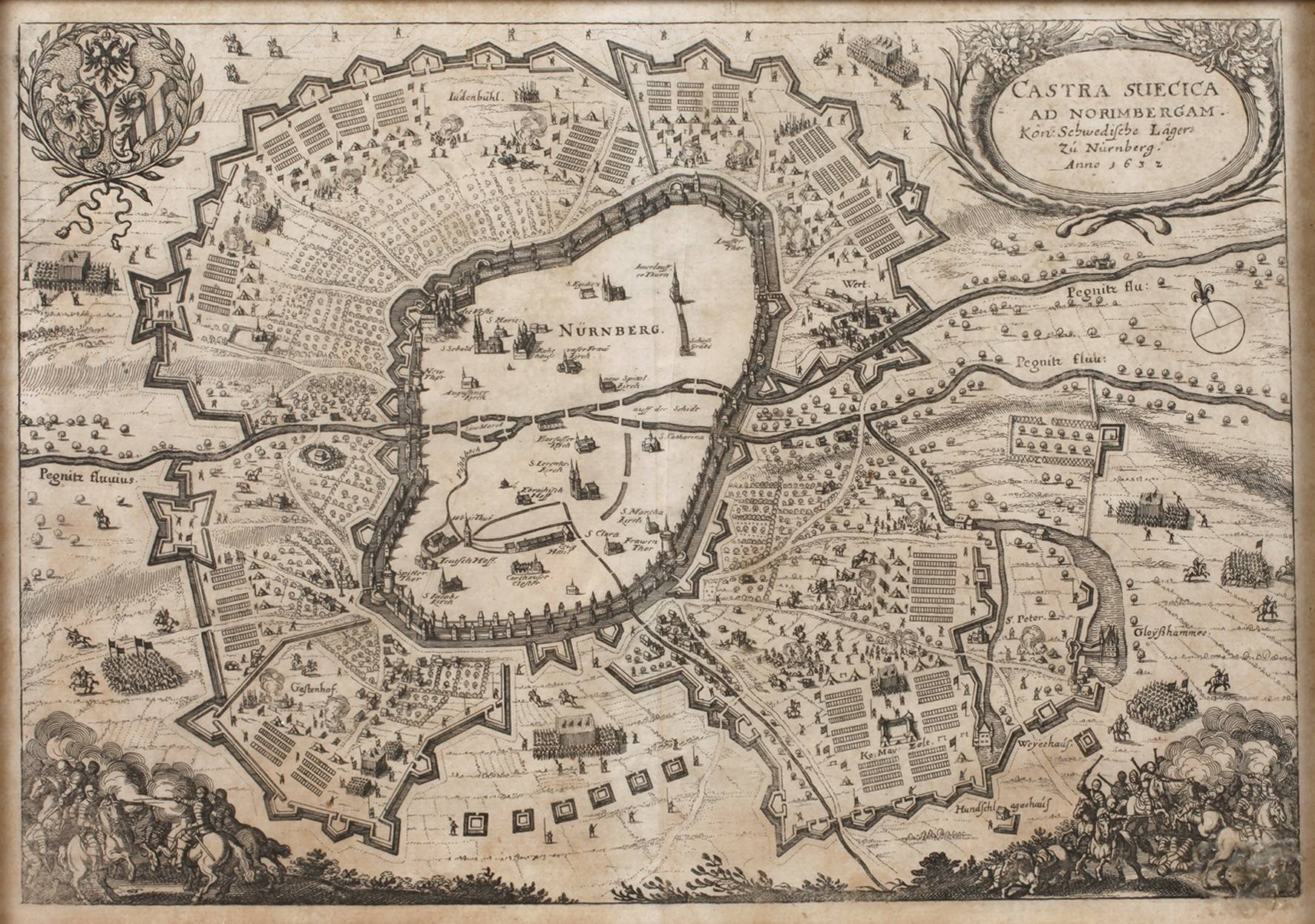 Matthäus Merian, Belagerungsplan der Stadt Nürnberg