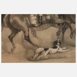 Ankunft und Abgang von Koppelpferden am Gasthof