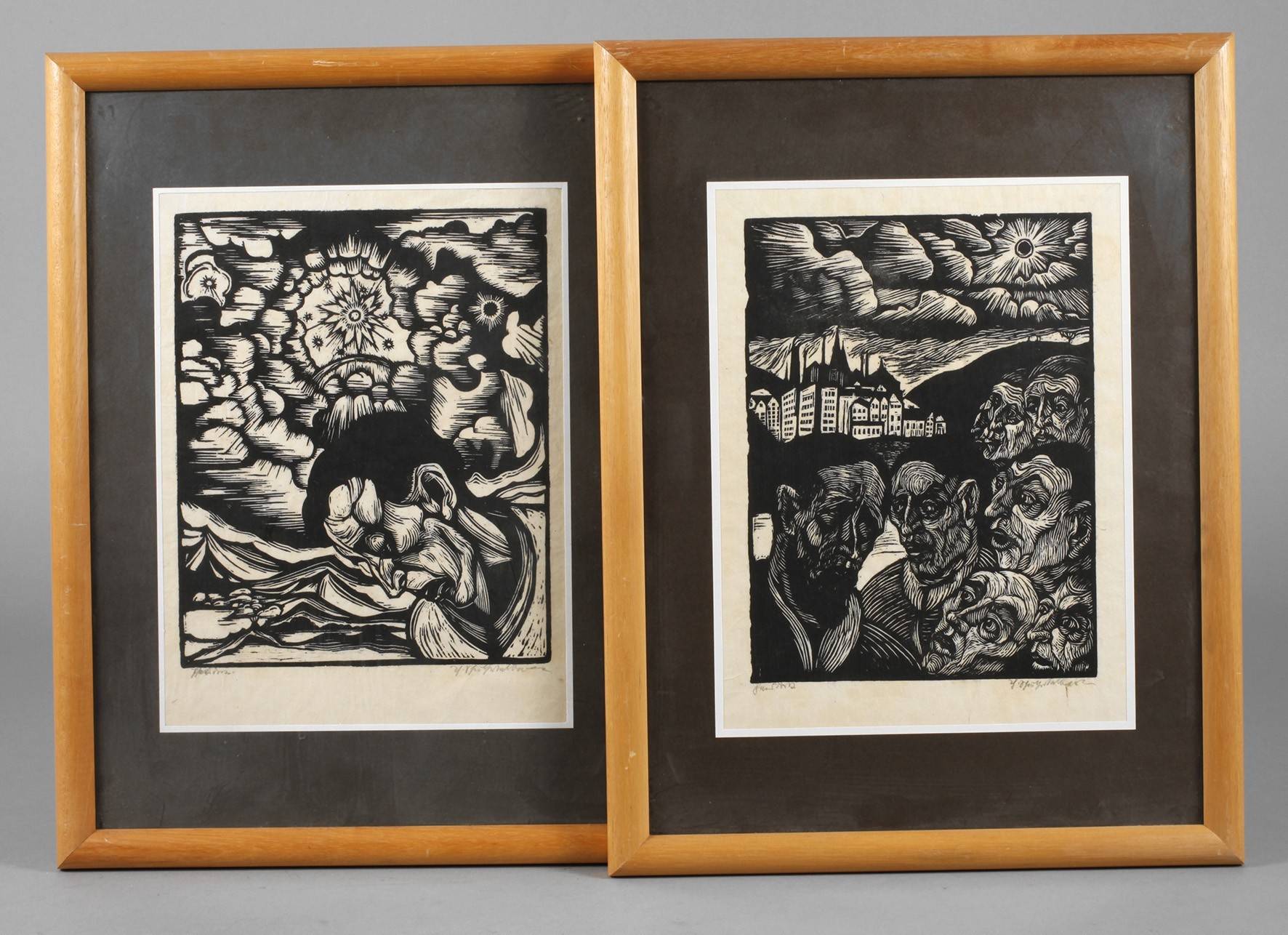 Prof. Theodor Schultz-Walbaum, Paar expressive Holzschnitte