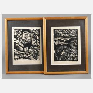 Prof. Theodor Schultz-Walbaum, Paar expressive Holzschnitte